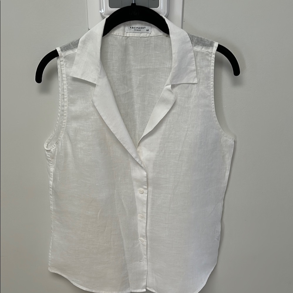 Equipment White Sleeveless Button Down Shirt